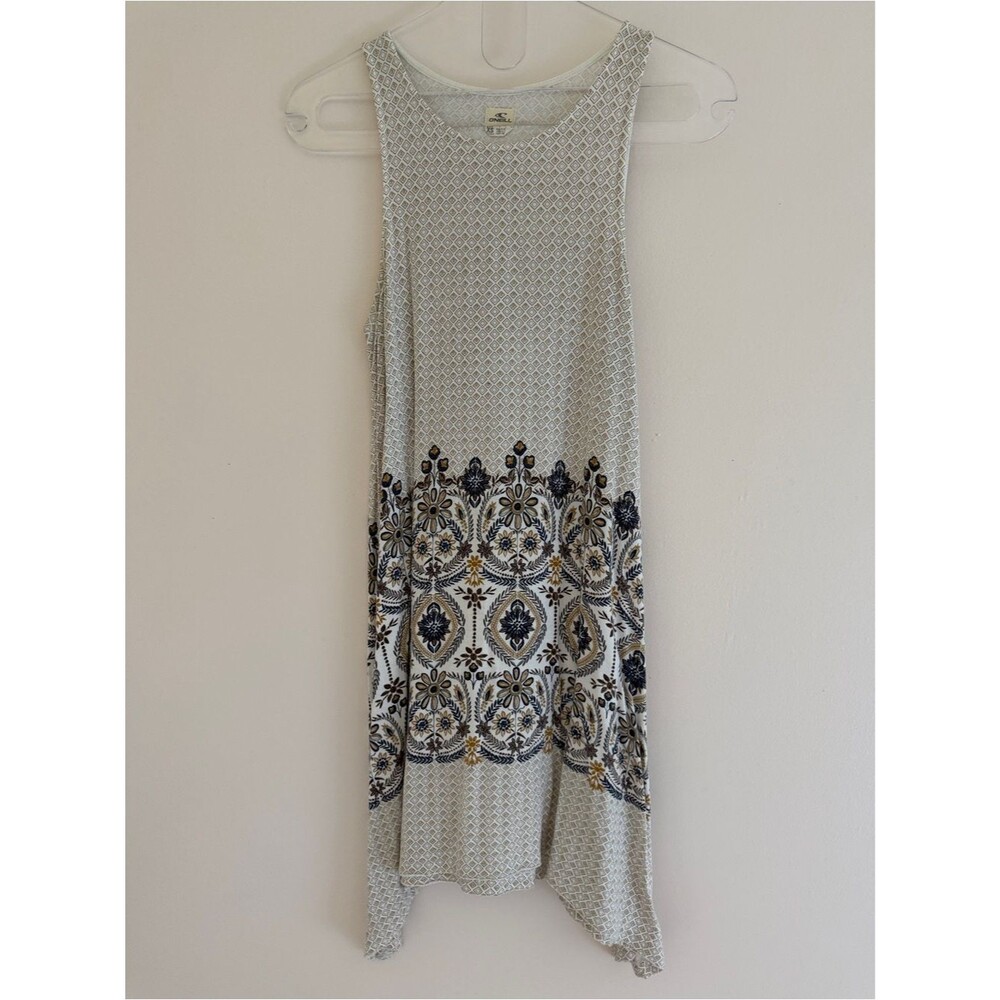 Sleeveless White & Navy Patterned Midi Dress O Niel XS Festivals Summer